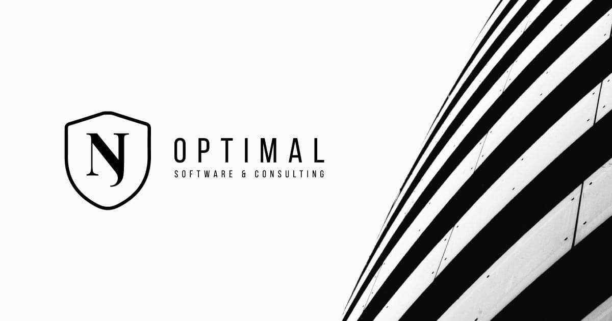 NJ Optimal logo with a building in the background